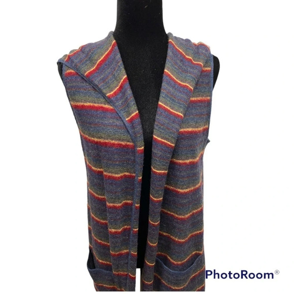 ASIRI Alpaca Wool Sleeveless Hooded Duster Cardigan size Large Made in Peru - Picture 5 of 5